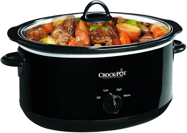 8-Quart Crockpot Slow Cooker w/ 3 Cooking Settings (Black)