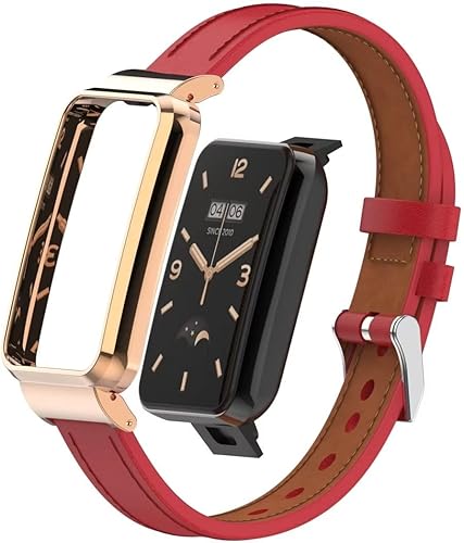 Compatible con Xiaomi Mi Band 7 Pro Band, Mi Band 7 Pro Correa de repuesto de cuero para pulsera con marco de metal para Xiaomi Mi Smart Band 7 Pro