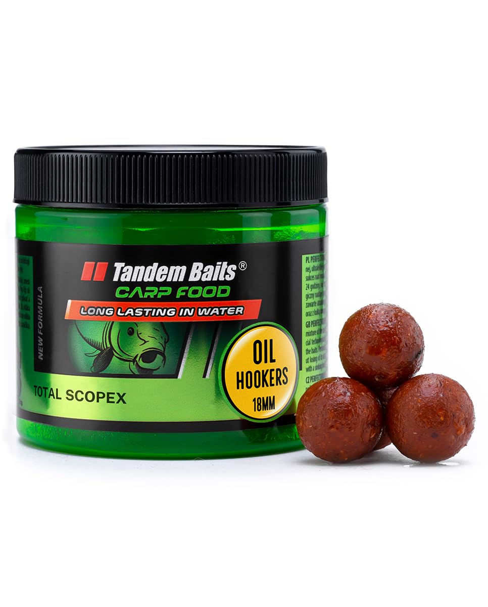 Tandem Baits Carp Food Perfection Oil Hookers Total Scoopex | Carp Hook Baits | Carp Fishing Without Effort | Bait for Big Fish Fishing | Carp Accessories for Professionals & Hobby Anglers 18 mm 120 g