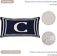 Vista 3 de Funda de almohada decorativa con cierre de cremallera de 12 x 20 pulgadas, letra C inicial, decoración de monograma, funda protectora de almohada