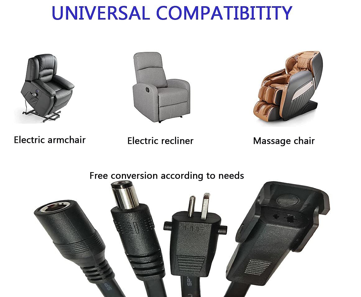 Huachuang Cavo di Prolunga CC da 2.1mm x 5.5mm Connettore Maschio-Femmina, Adattatore di Alimentazione Per Sedia Inclinata Elettrica 29V 2A-Pin Piatto Cavo da CC a Trasformatore-Convertitore CC-Nero