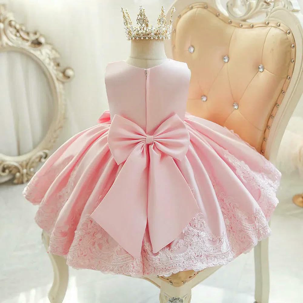 ZBDZSW Bambini Ragazze Vestito Primo Compleanno Bambino Matrimonio Fiore Rosa Abbigliamento per Bambini Host Piano Troupe