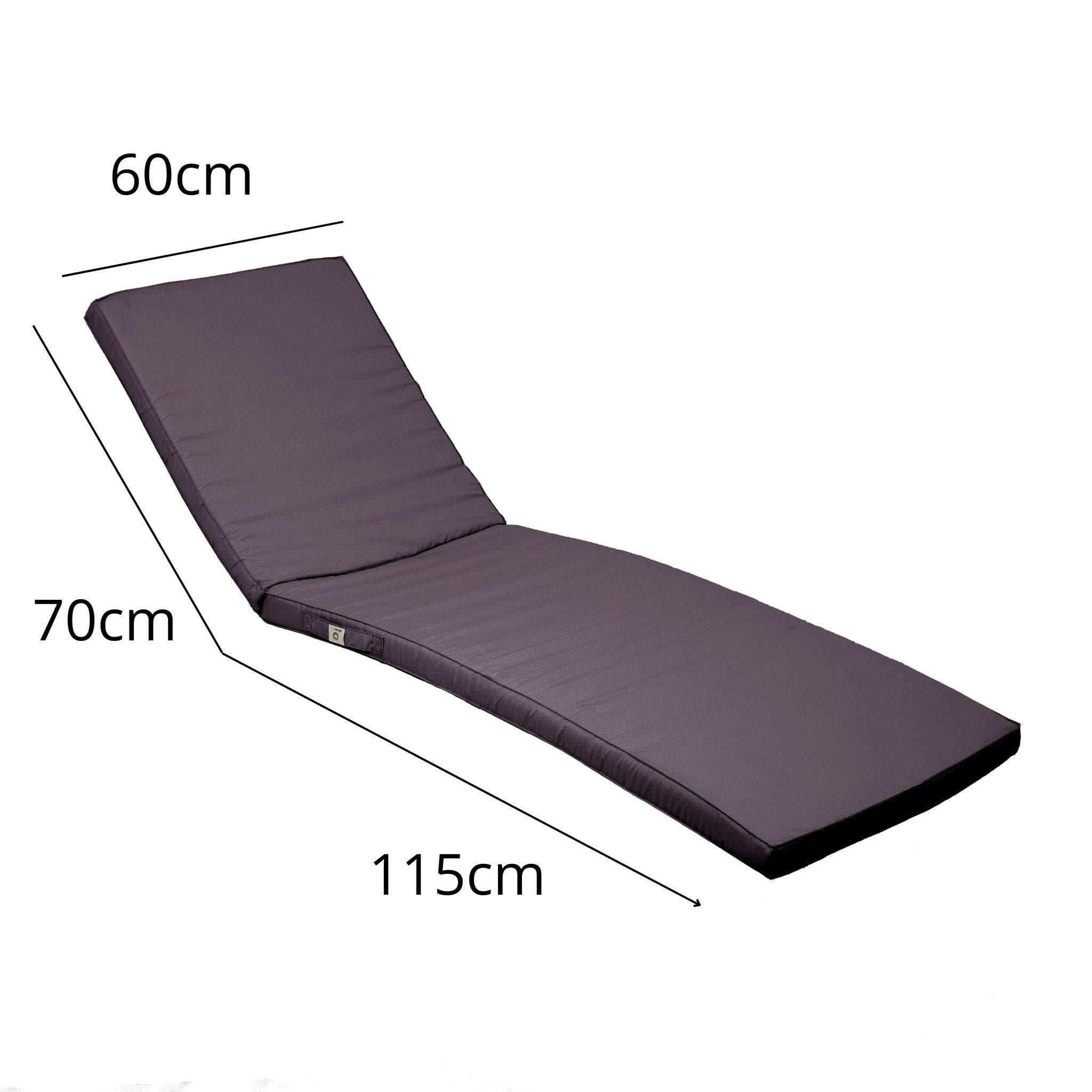 Materassino per Lettino Prendisole e Sdraio da Giardino, Cuscino da Esterno Sfoderabile e Impermeabile, 185x60x5 cm, Grigio Carbone
