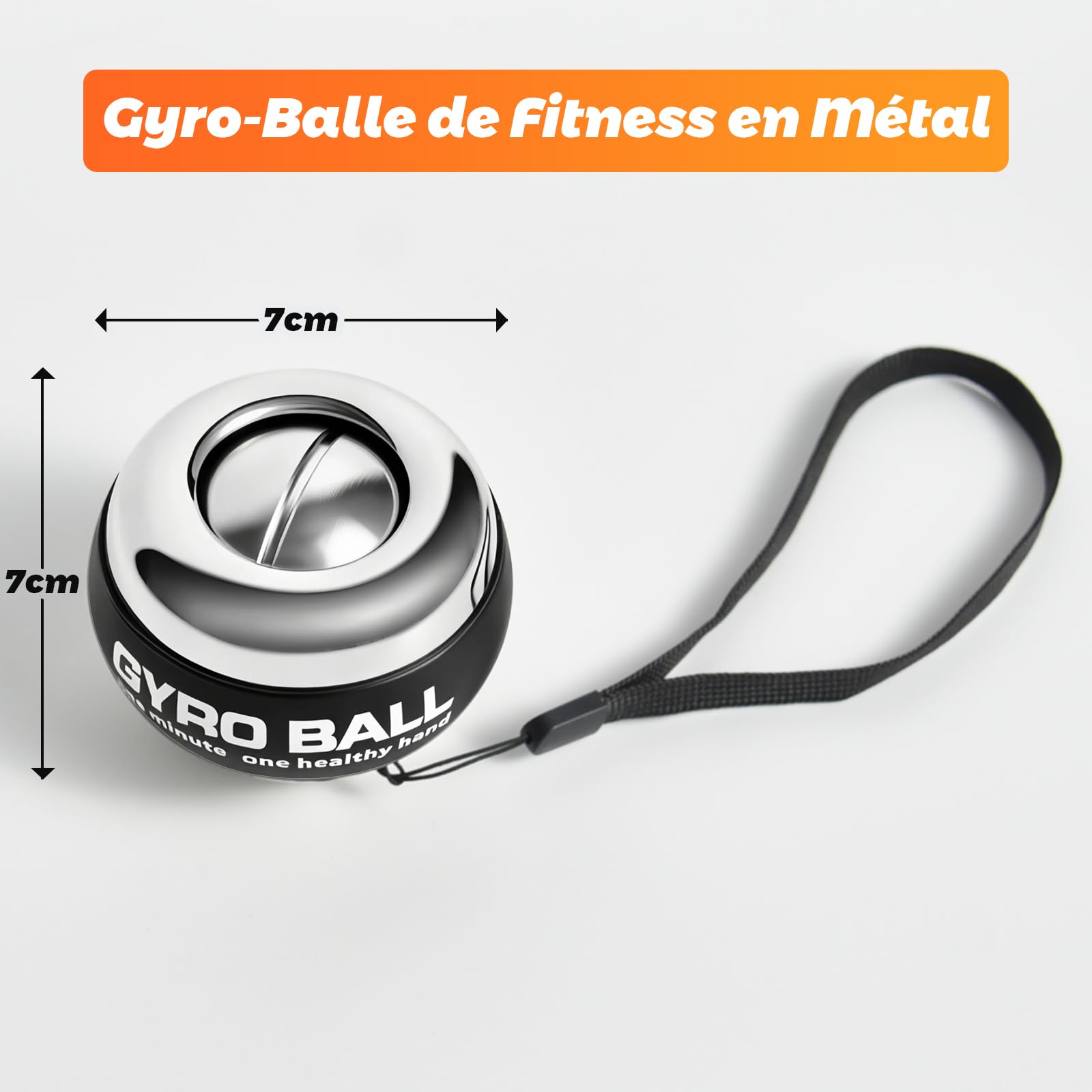 Boule de Gymnastique en Métal Plein, Balle d'entraînement pour Poignets, Départ Automatique, Résistance à 5 Niveaux, Entraîneur d'avant-bras Gyroscopique, pour le Renforcement des Bras, des