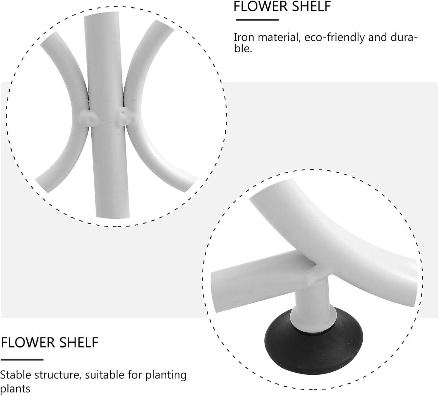 TEHAUX Indoor Plant Iron Rack Flowerpot Stand with Thickened Stable Tray White Large Capacity Balcony Flowerpot Shelf for Home Gardening