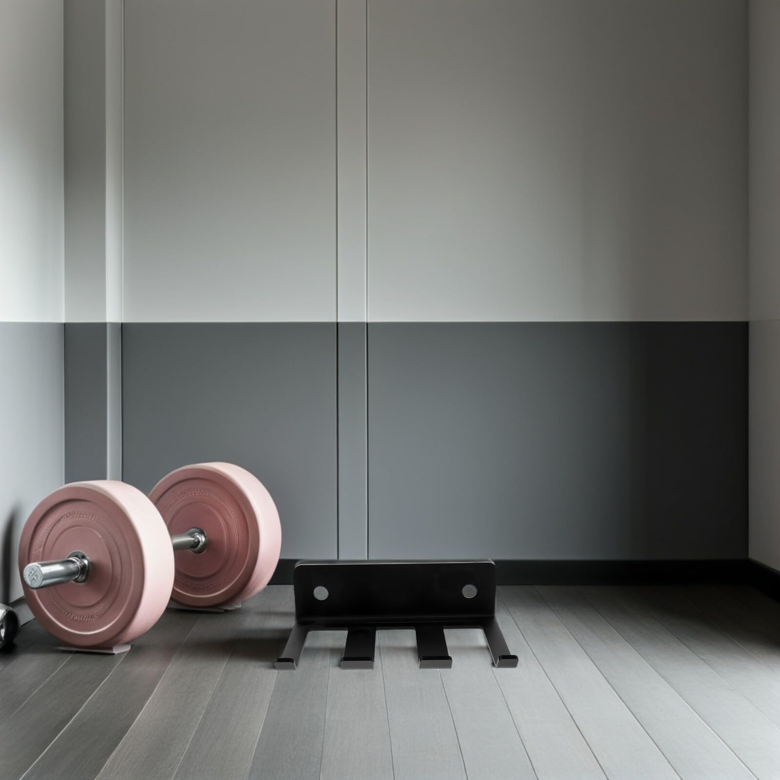 PRETYZOOM Soporte Montado Pared para Barra de Pesas Vertical Duradero y Robusto con Gancho para Cinturones y Cuerdas Organizador Multifuncional para Gimnasio Casa y Almacenamiento