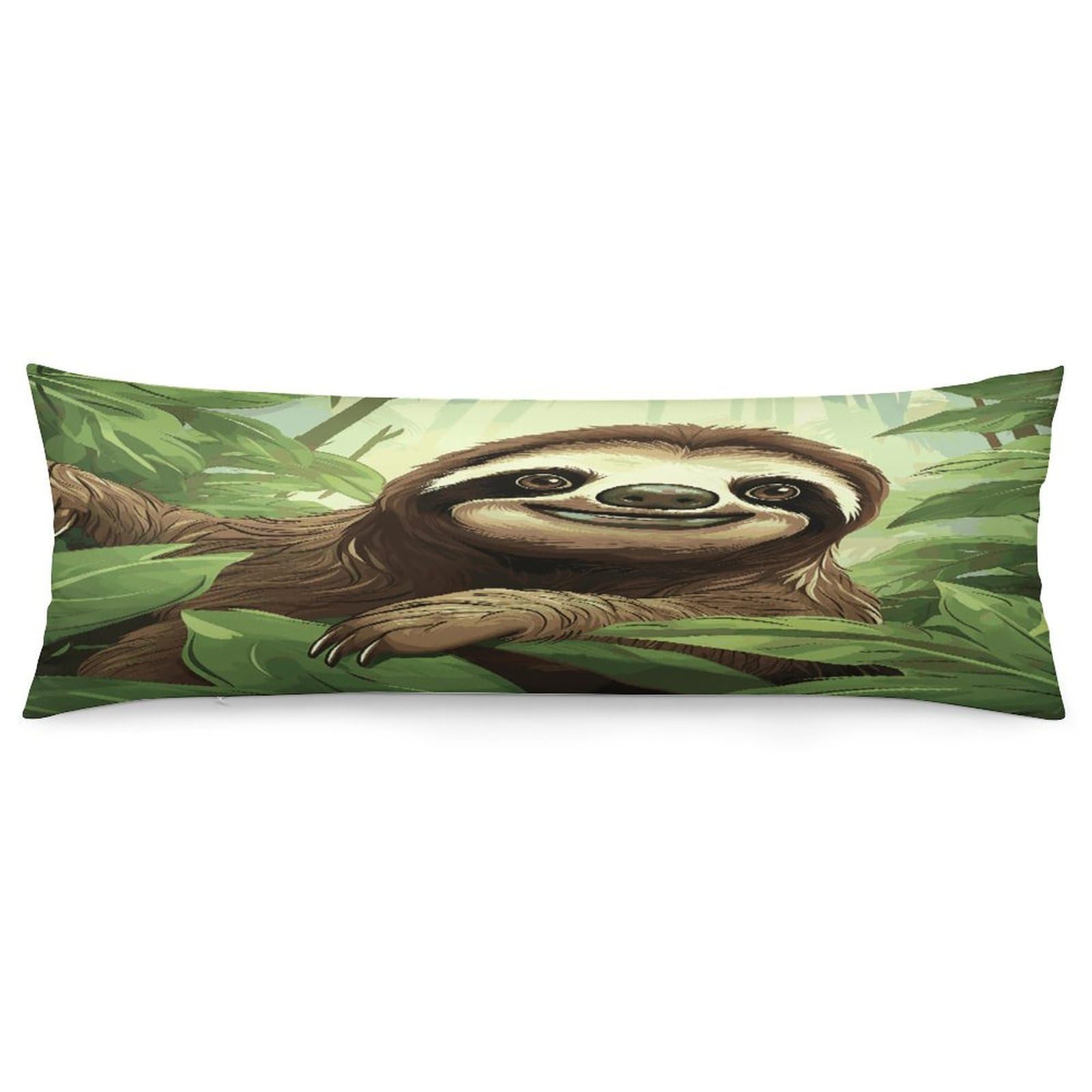 Sloths Background Body Pillow Cover Luxury Long Body Pillow Pillowcase with Hidden Zipper Breathable Soft Cozy Pillow Case Wrinkle Fade Resistant Pillowcase 20''×54''