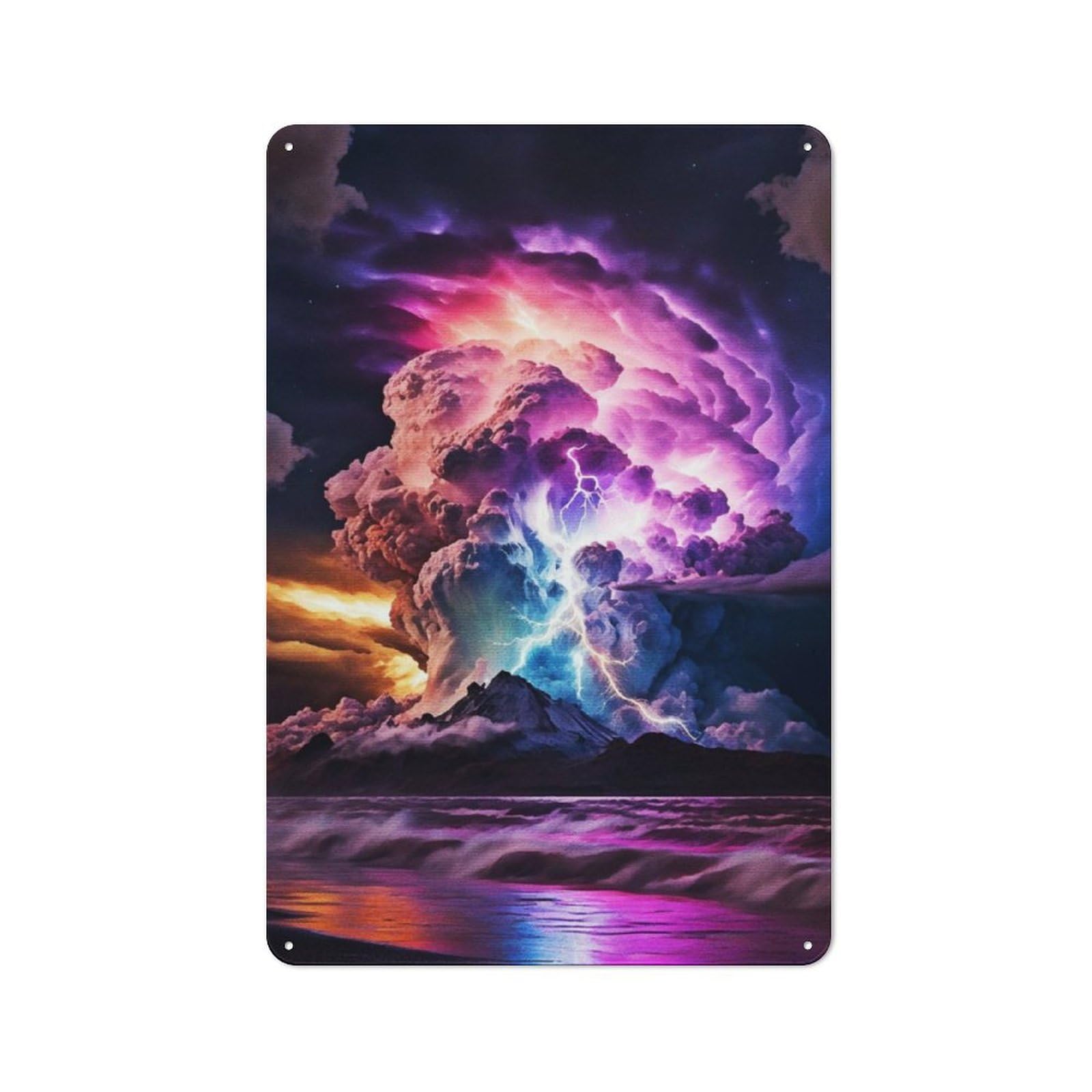 Junmoney Colorful Lightning Retro Tin Sign 30X20cm For Man Cave Or Games Room, For Collectors Decorating Games Rooms And Man Caves
