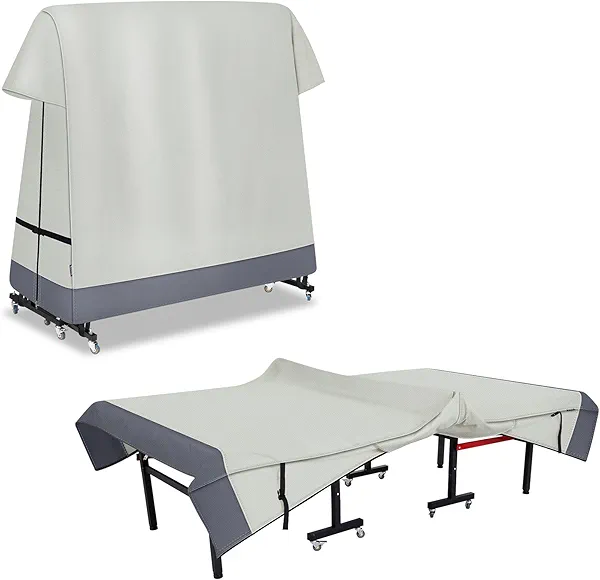 STEECA Ping Pong Table Cover Outdoor Waterproof, Dual Function Table Tennis Cover Fits Both Folding Tables and Flat Tables Indoor & Outside 68"L x 6"/30"W x 62"H