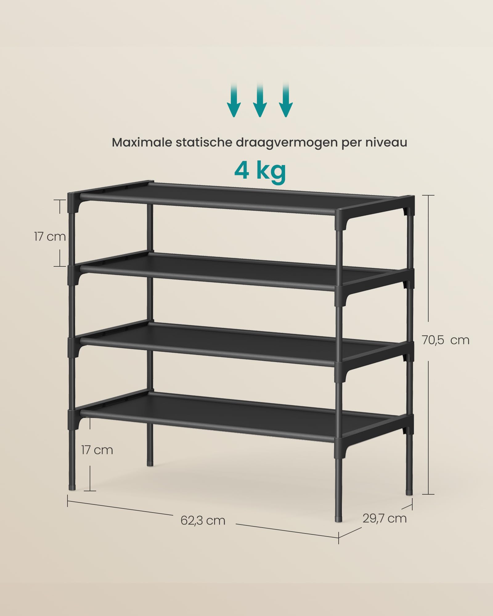 Schoenenkast, smal schoenenrek met opbergruimte, voor entree, hal, woonkamer, balkon, slaapkamer
