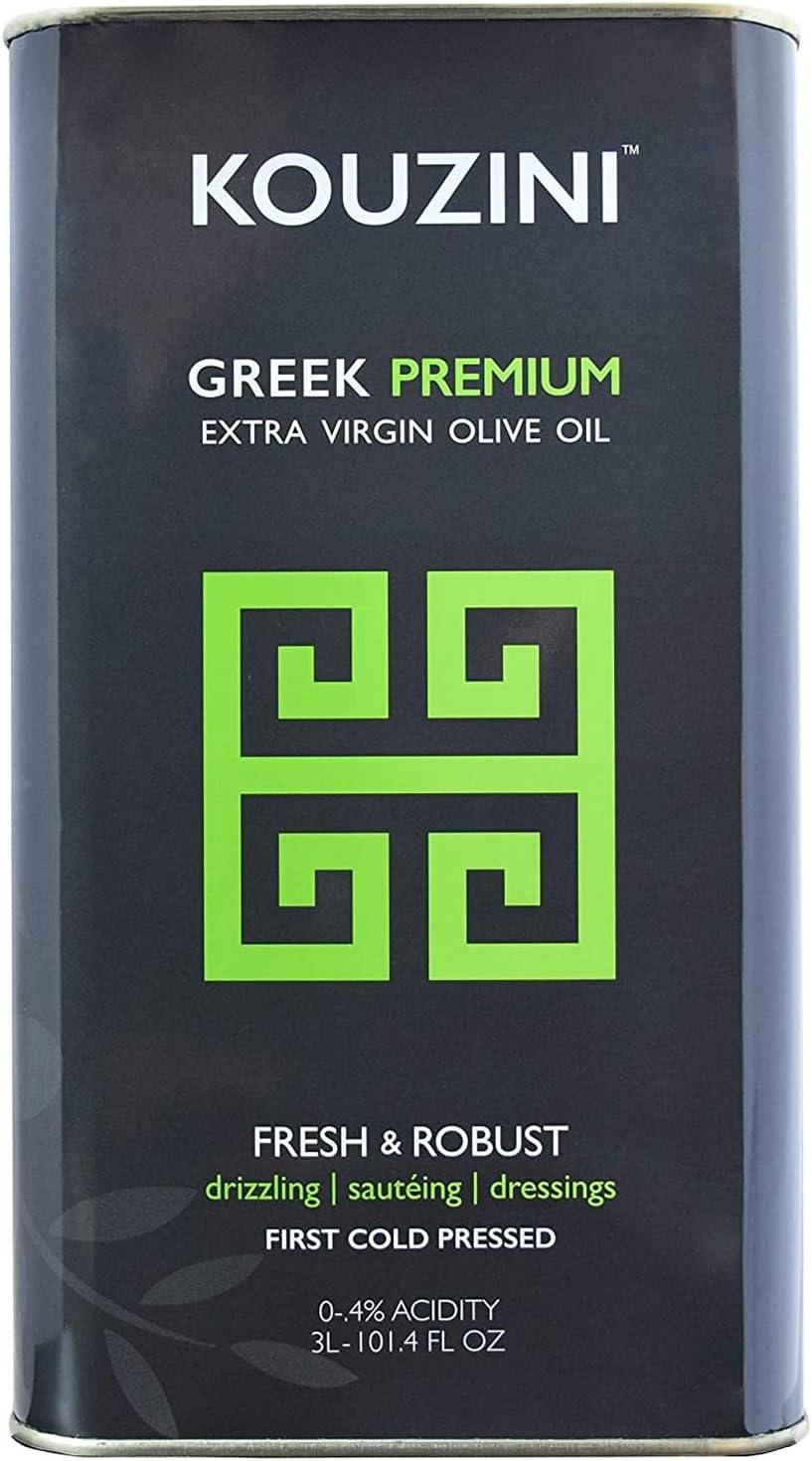 - Kouzini Greek Premium Extra Virgin Olive Oil, 3 Liter Tin, Cold Pressed, Single Origin, Rich Flavor & Aroma