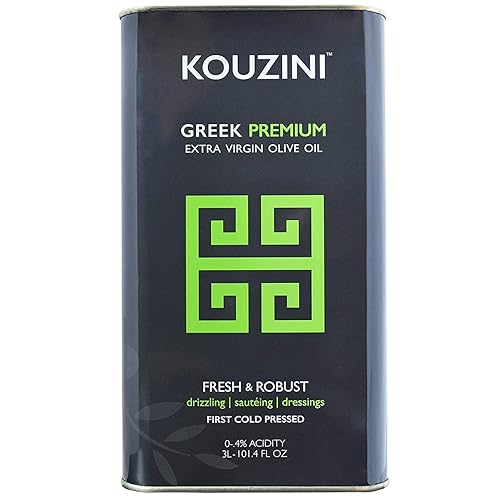 Kouzini Greek Premium Extra Virgin Olive Oil, 3 Liter Tin, Cold Pressed, Single Origin, Rich Flavor & Aroma