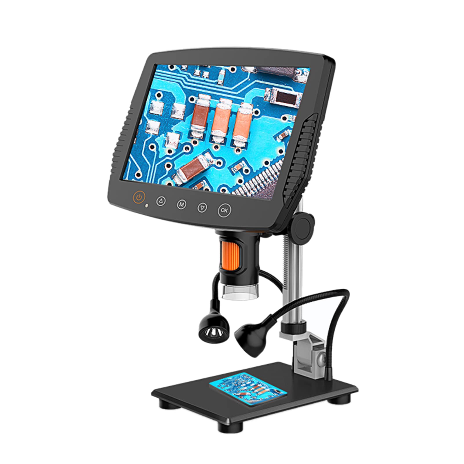 Walmeck Videomikroskop, LCD-Bildschirm, 9 Zoll, 1080P, Digitales Mikroskop mit 1000-fachem Zoom, Verstellbares Rad, LED-Leichtmetall-Ständer für Elektronikreparatur, Industrielle
