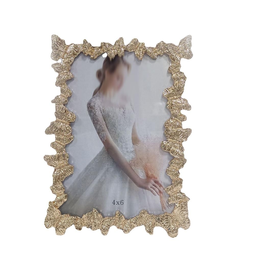 Picture Frames, Light Gold Metal Photo Frame With A Table For(6inches)