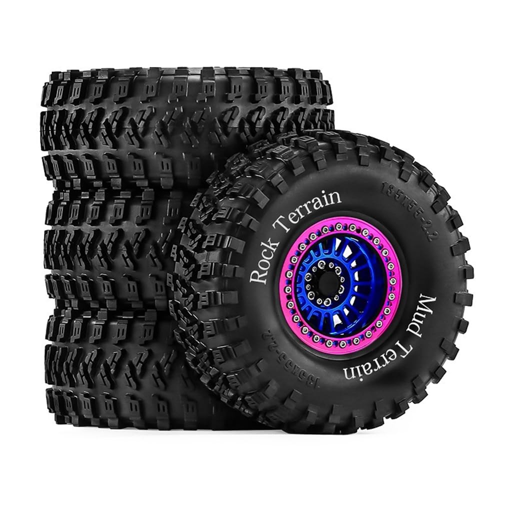 4 szt. 5.1 cm stop aluminium Beadlock koła opony 135 x 55 mm piasta sześciokątna 12 mm RC części ulepszenia do 1/8 1/10 CROSSRC Yikong AXIAL SCX10 TRAXXAS TRX4 MJX H8H Crawler RC Car (niebieski)