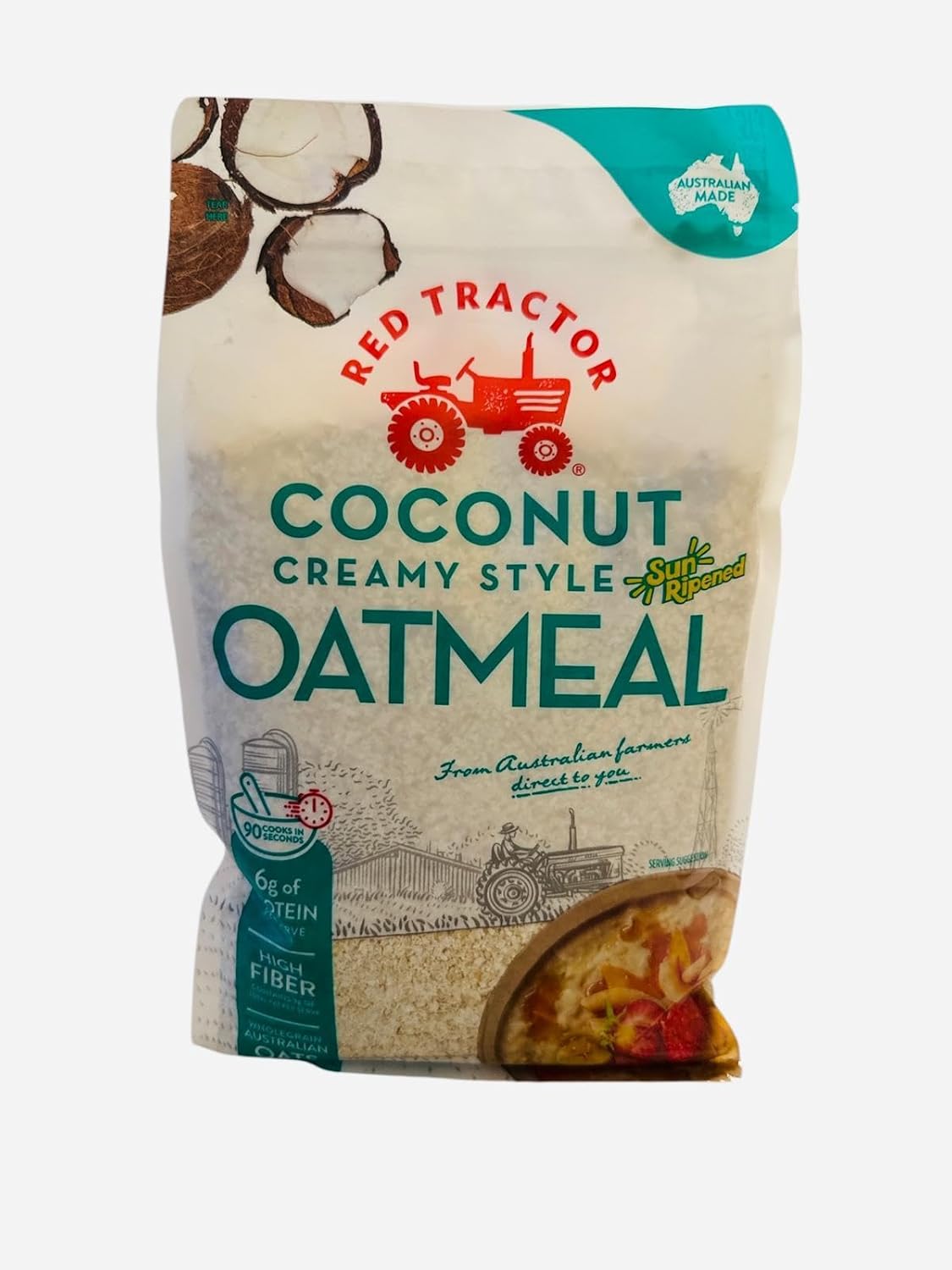 Red Tractor Avena Cremosa Sabor Coco, Hecho en Australia, Alto en Fibra