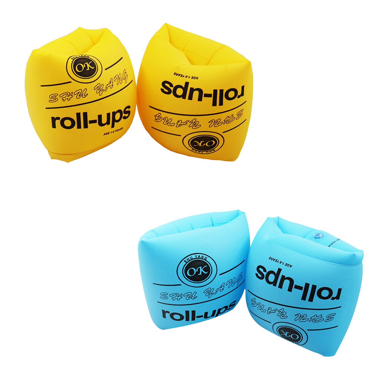 2 Pairs Inflatable Swimming Armbands Swimming Float Arm Rings Swim Arm Bands Float Roll up Sleeves Swimming Ring Swim Training for Boys Girls and Adults