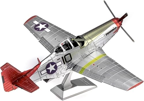 Miniatura 6 de Metal Earth Fascinations Premium Series Tuskegee Airmen P-51D Mustang Red Tail 3D Kit de modelo de metal con pinzas