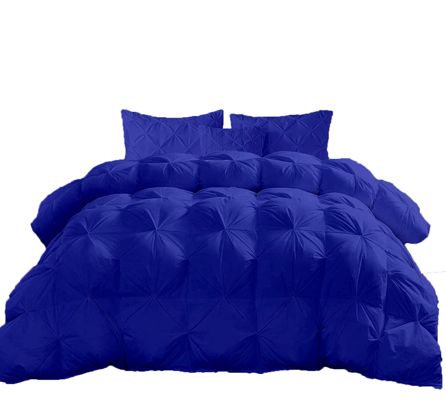 Jackson Hole Home Royal Blue Premium Pinch Pleated Down Comforter1 Pc- King Size 102 x 90 Inches 1 Piece All-Season Duvet Insert, 500 GSM with Corner Tabs 100% Egyptian Cotton- (Royal Blue Solid)
