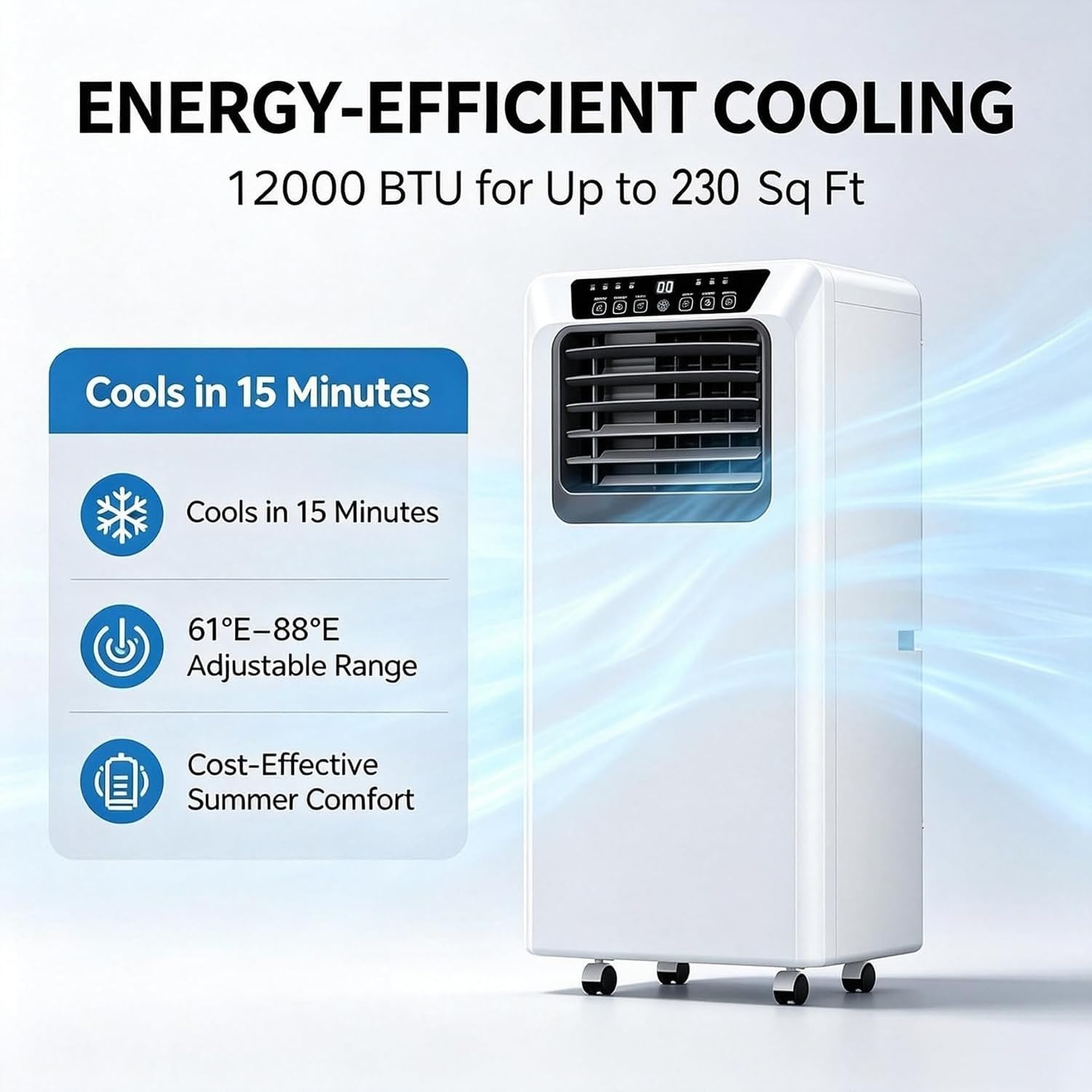 Przenośny klimatyzator 18000BTU Podłoga do dużych pomieszczeń, silne chłodzenie do 55 m2, wygodna szafka do salonu, 12000btu