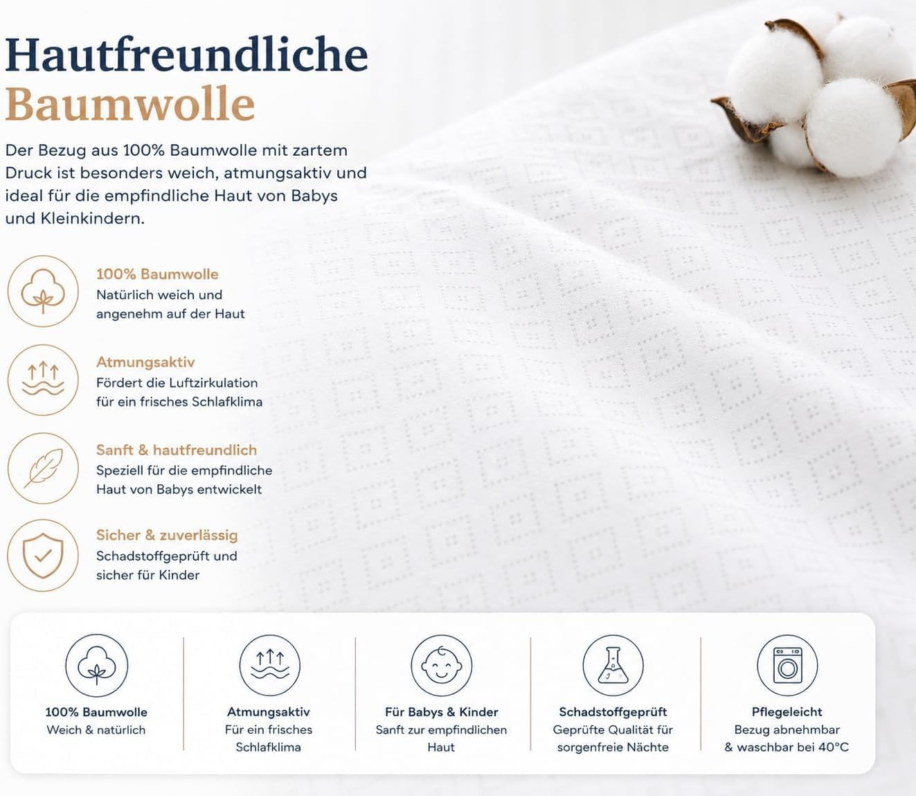 Matratze Maxi 70x140 | kindermatratze - 100% Polycotton Einfach Waschbarer Bezug | kinderrollmatratze | Tragbar Matratze fur Kider | kindermatratze