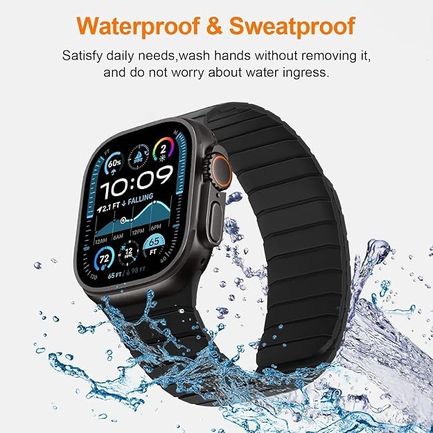 Image of Printme Silicone Sport Magnetic Band Compatible with Apple Watch 42 mm 44 mm 45 mm 46 mm 49 mm, Adjustable Strap for iWatch Series SE Series 1-8, Ultra 2 /3