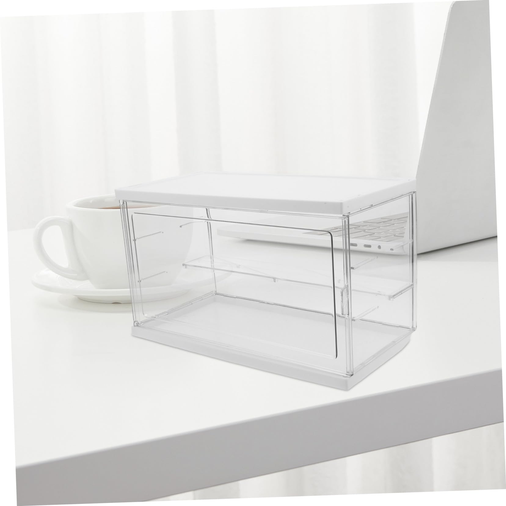 Vitrina de Acrílico para Figuras 2 Capas Ajustables, Caja de Color Claro