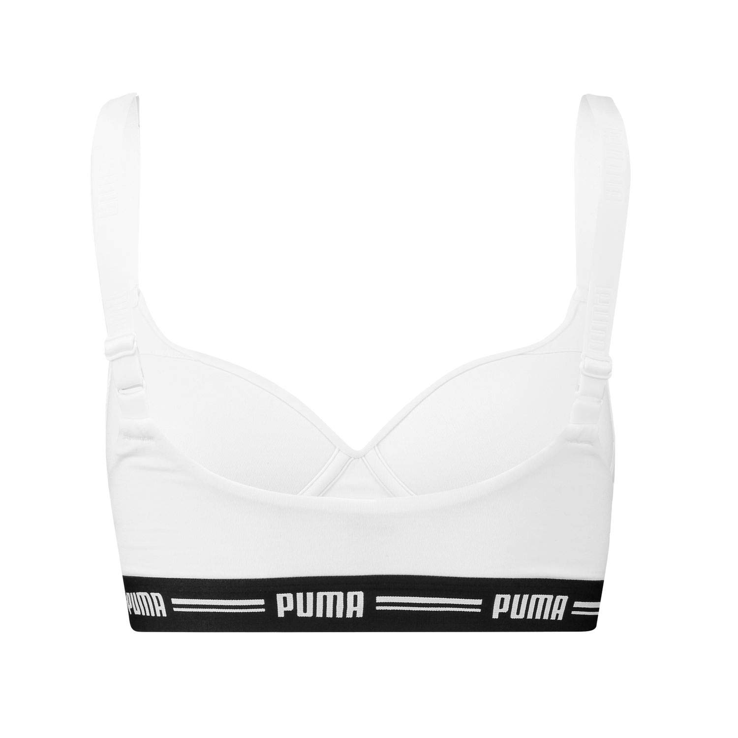 PUMA Damen Top Padded Hang Bra 3er Pack XS S M L XL Schwarz Weiß Grau 57% Baumwolle, White, M