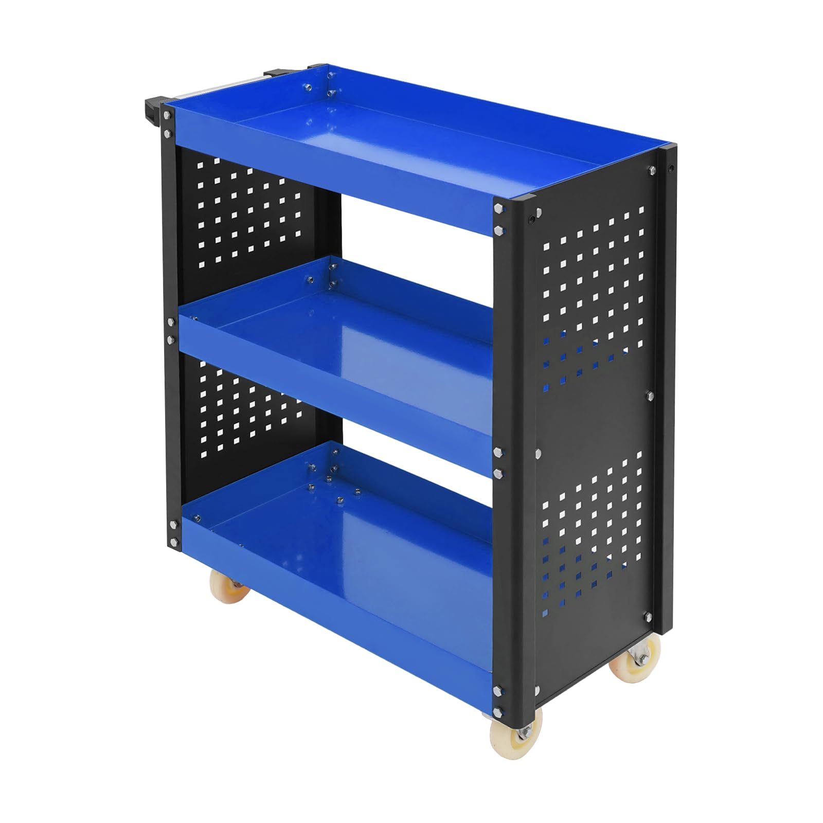 Carro con ruedas de 3 niveles, color azul, 120 kg, acero, taller de garaje, almacenamiento