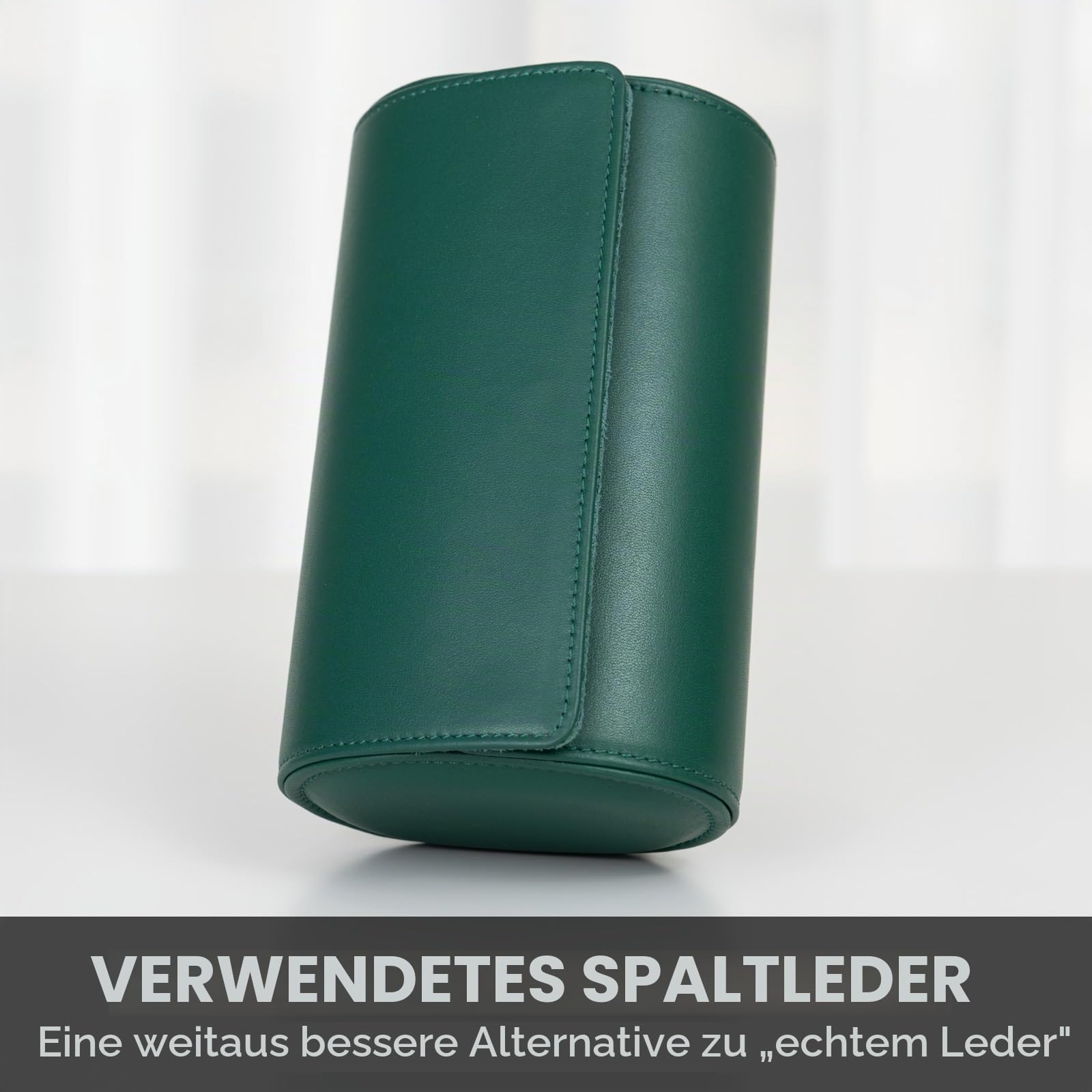 Echtes echtes Leder Uhrenrolle Reiseetui 2 Uhrenbox, geeignet für alle Uhren und Smartwatches unter 55mm Aufbewahrungsorganisation für Mann und Frau (2W-GRL)