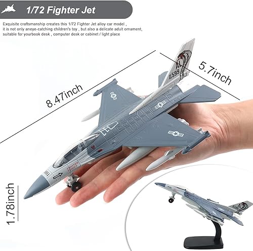 Miniatura 2 de Juguete de avión F16, juguete de avión de combate para niños, chorros de juguete para tirar, modelo de aviones fundido a presión con luz y sonido,