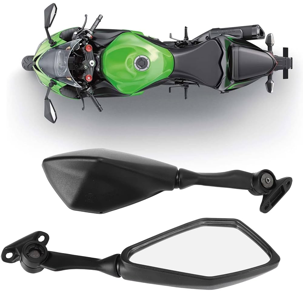 4123 nero 1250mm×640mm NEW CHEOTIME Pair Motorcycle Rear View Mirrors, Folding Black