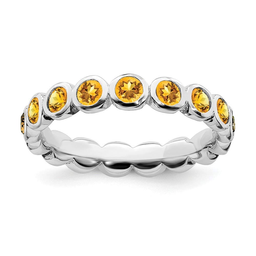 Sterling Silver Stackable Expressions Birth Month Crystal Ring in Silver Variety of Ring Sizes and Variety of mm Options