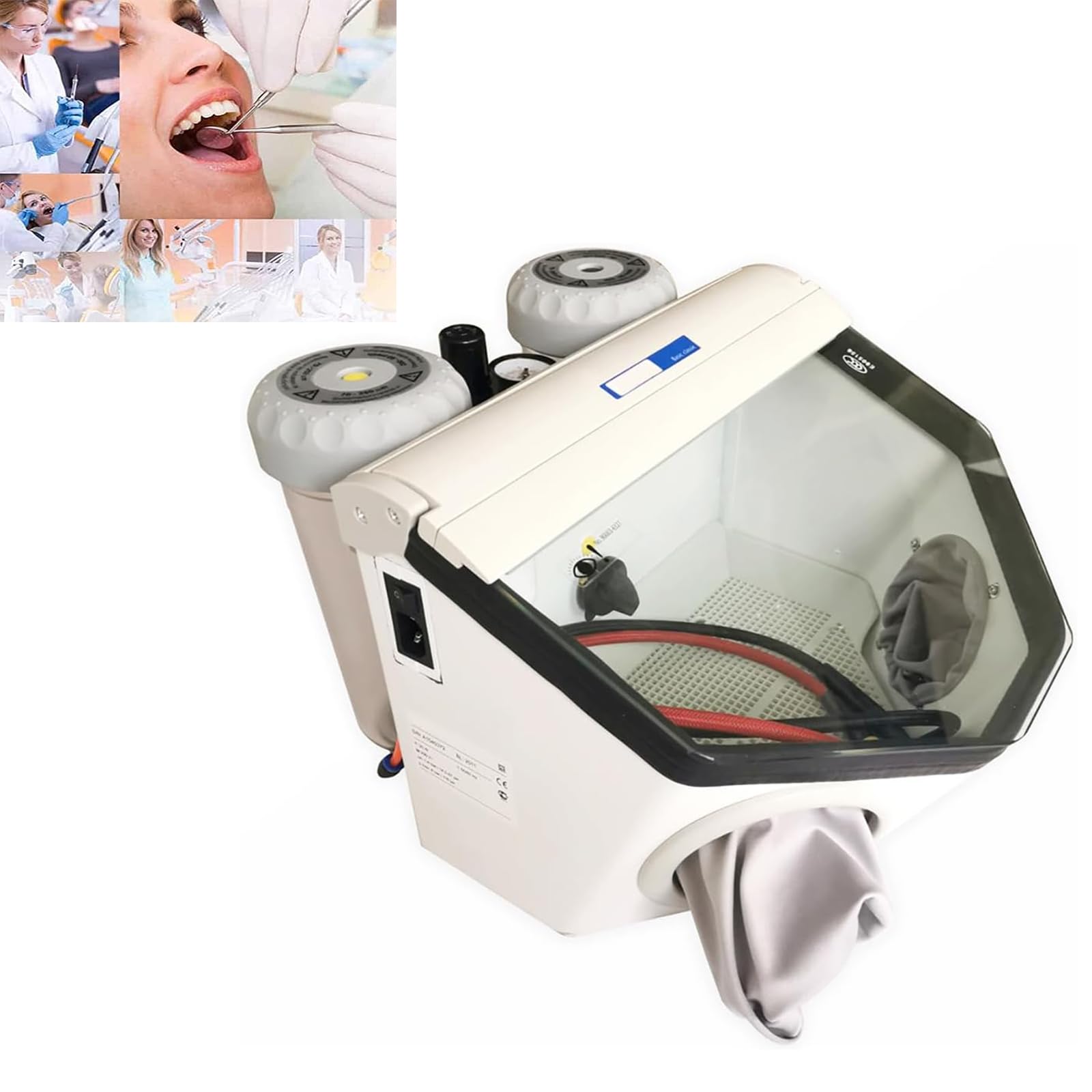 LHQYA Dental Sandblaster, Double-Pen Fine Sand Blasting Machine with 2 Pen, External Connection Pressure: 5-8bar (73-116psi)/Working Pressure: 1-8bar (14.5-116psi), for Lab