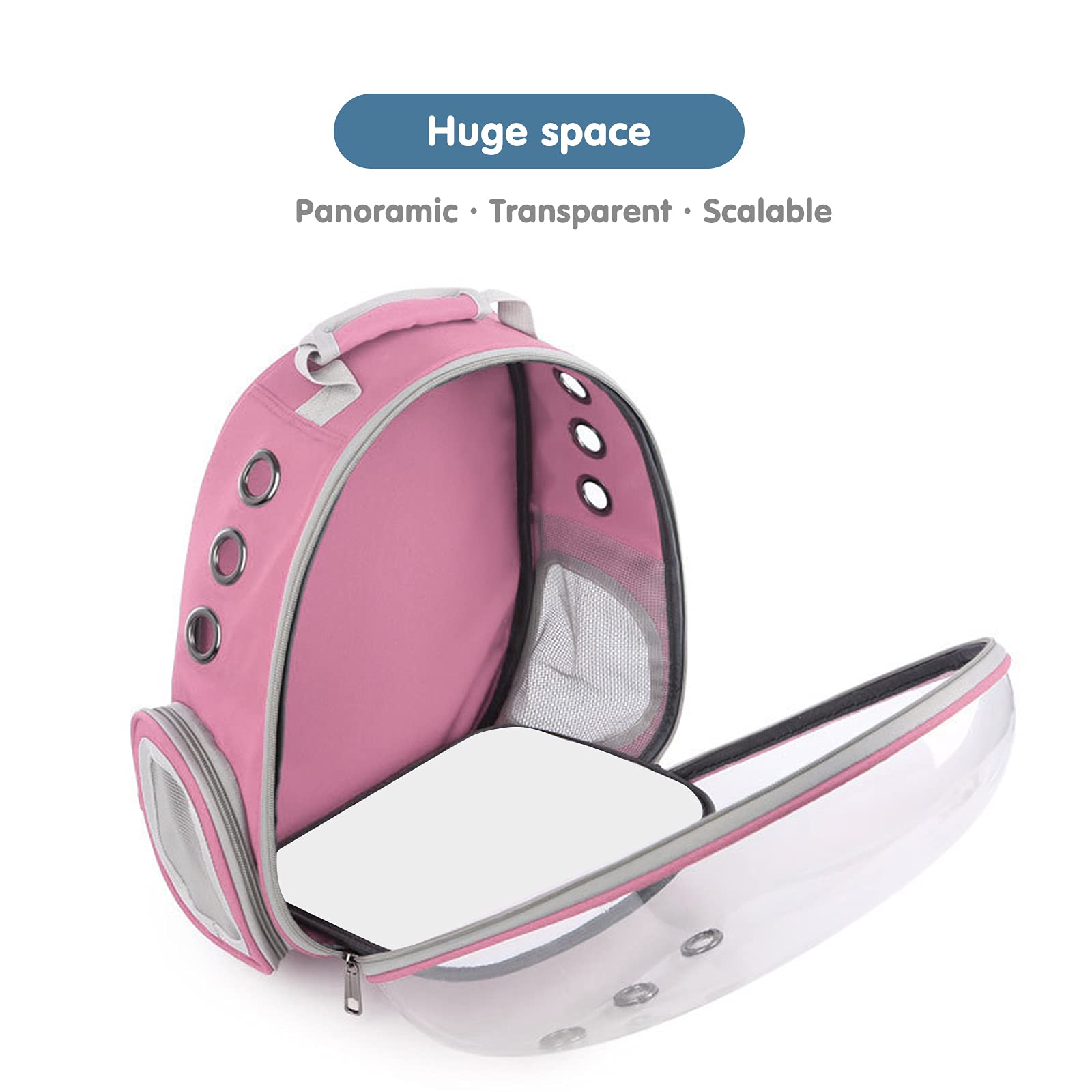 PETCUTE Katzenrucksack Raumkapsel,Tragbar Haustier-Rucksack für kleine Katzen, Welpen, Hunde, Hase,Atmungsaktiv transparenter Hunderucksack,für Reisen, Spaziergänge und Wandern,Rosa