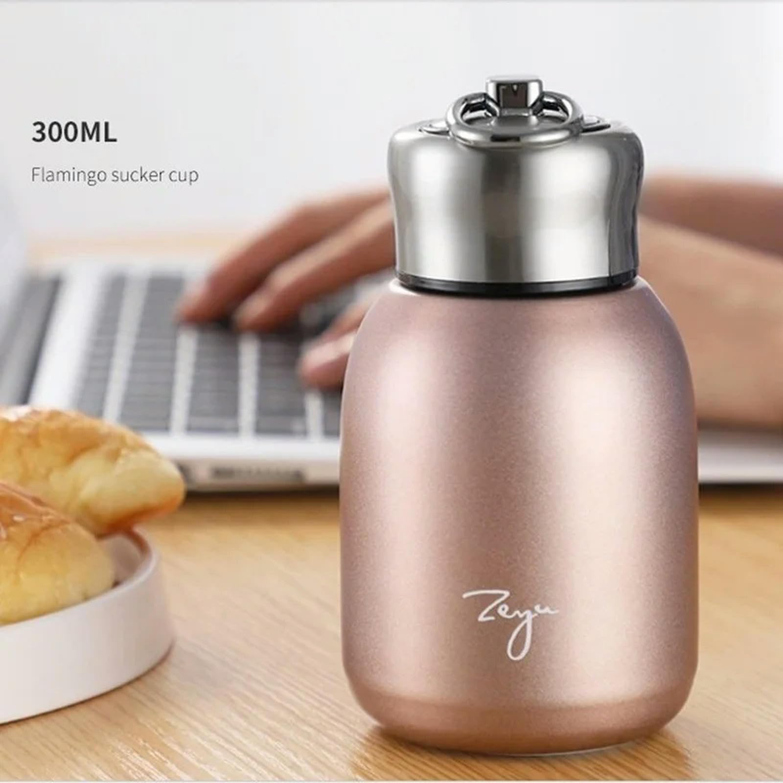 Kubek Mini termos próżniowy do kawy termos ze stali nierdzewnej przenośna podróżna butelka na wodę z pokrywką kubki-300 ml - złoty
