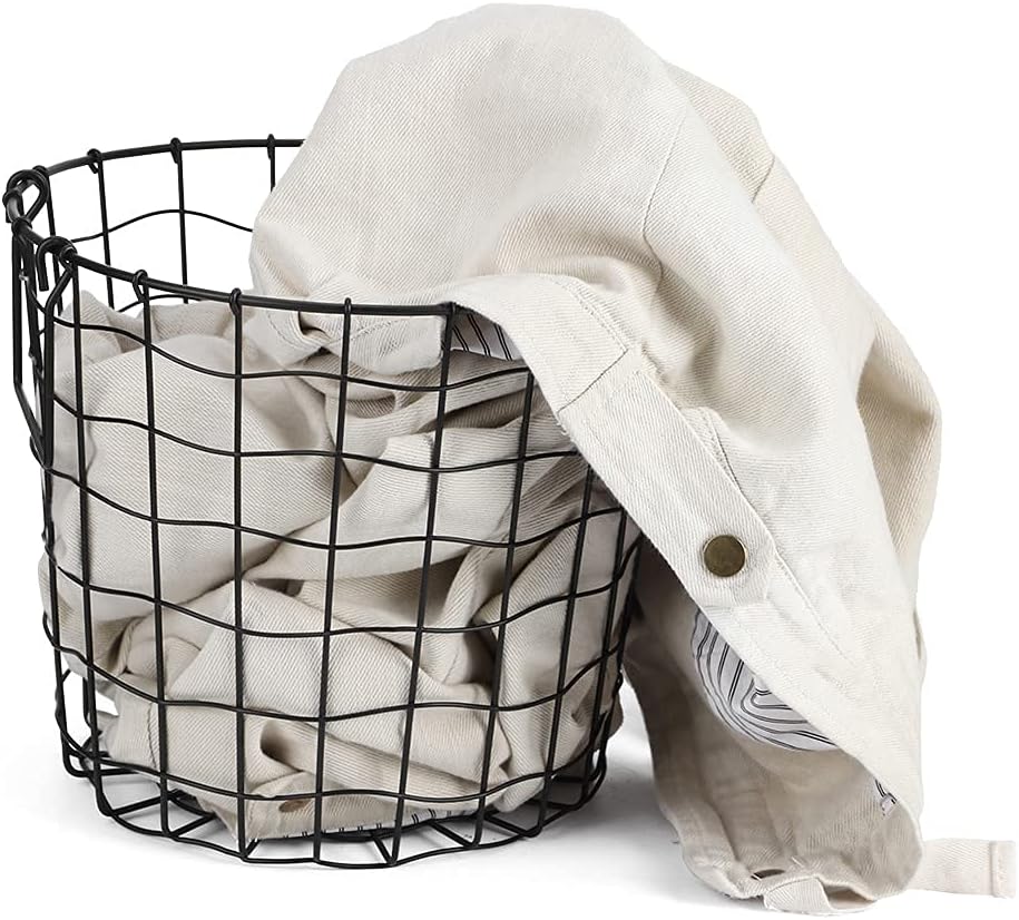 Wire Baskets with Handles, Metal Laundry Basket Laundry Hamper Utility Storage Bins Large Basket for Organizing Clothes Blanket