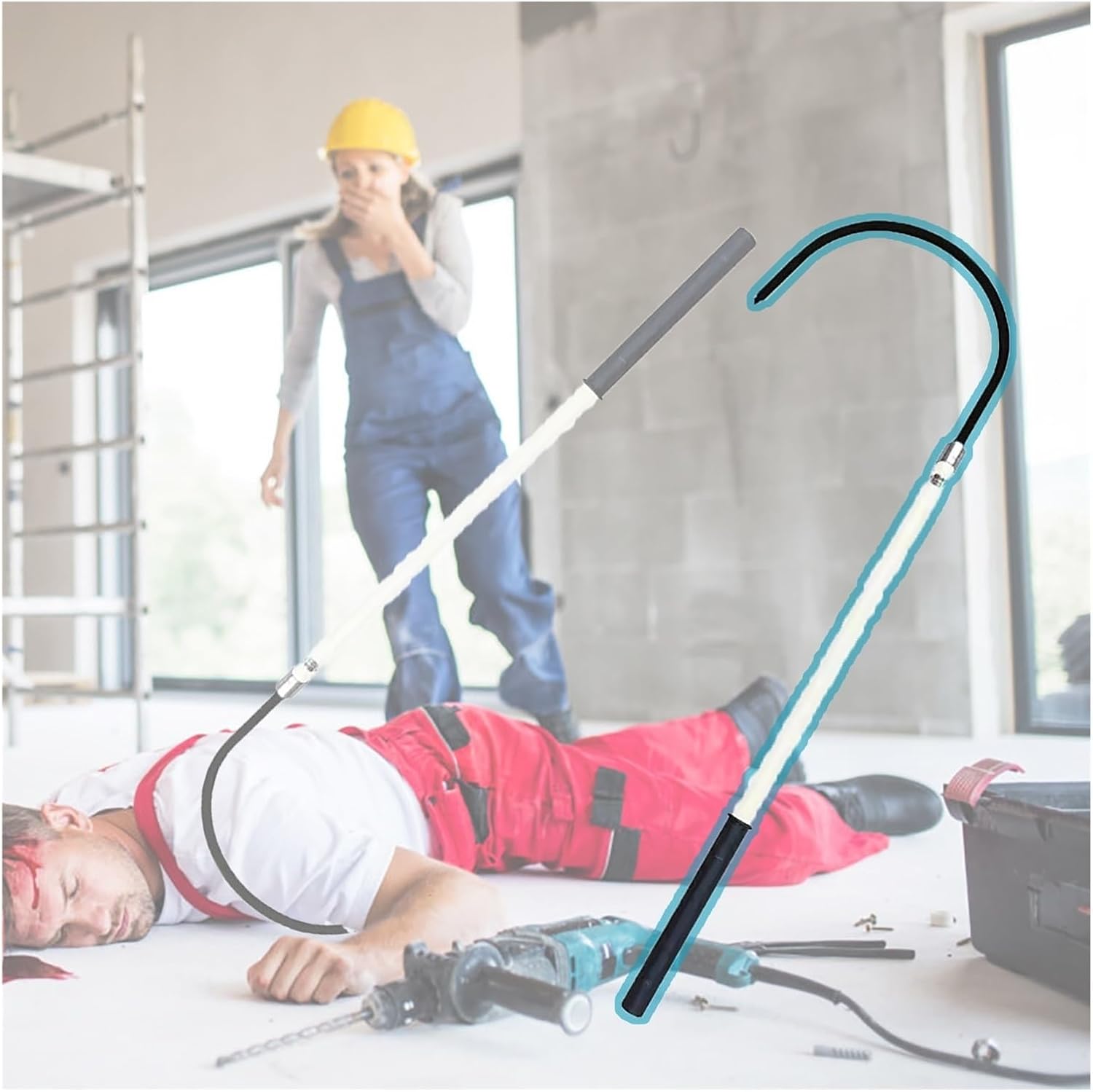 Anti-Electrocution Rescue Hose，Strong Body Rescue Hook, Insulated Electrical Safety Rescue Pole for Fire Electrician Power Work, Anti-electrocution Commercial Lifeguard Emergency Equipment R