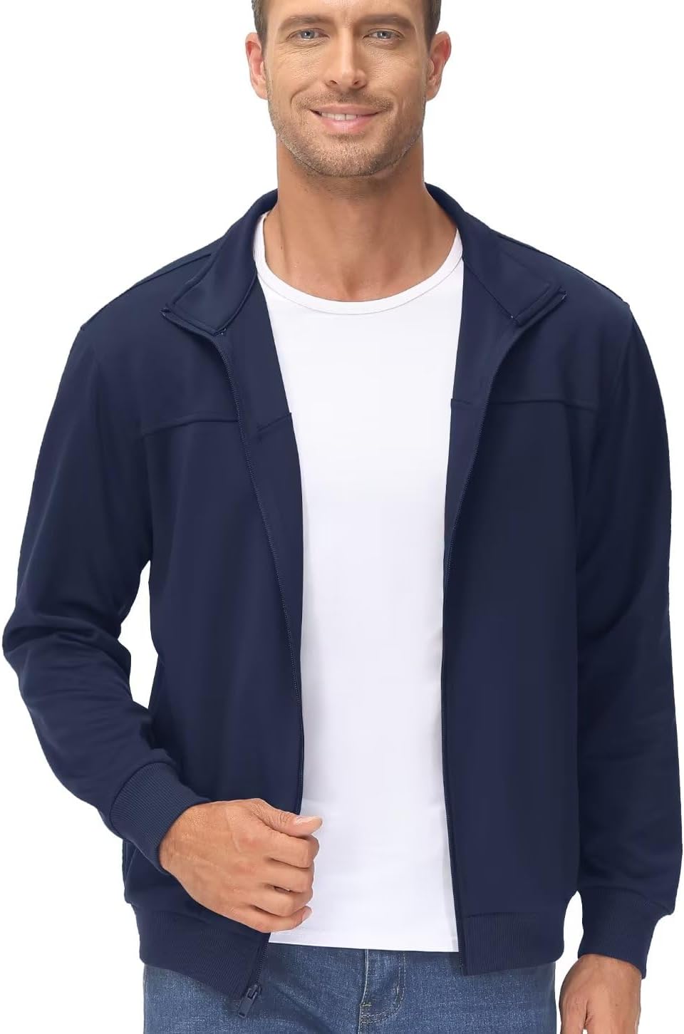 TACVASEN Men's Fleece Lined Track Athletic Jackets Lightweight Full Zip Collar Casual Coats for Running with Pockets