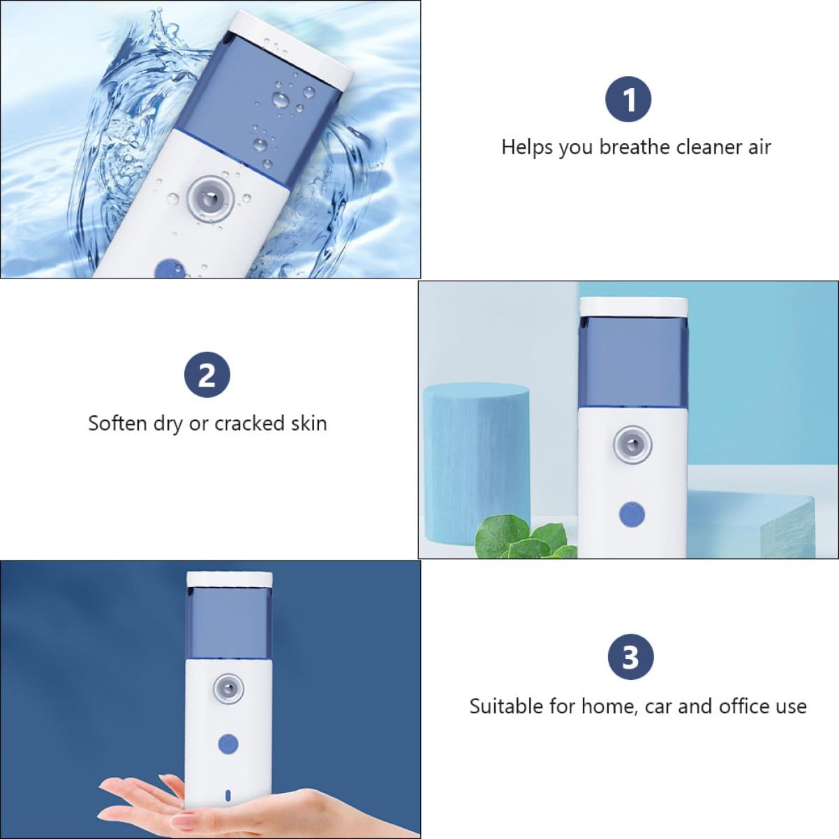 minkissy Hydrating Facial Mist Nano Spray Hydration Device Moisturizing Mister for Face Bedroom Travel Office Portable Steamer