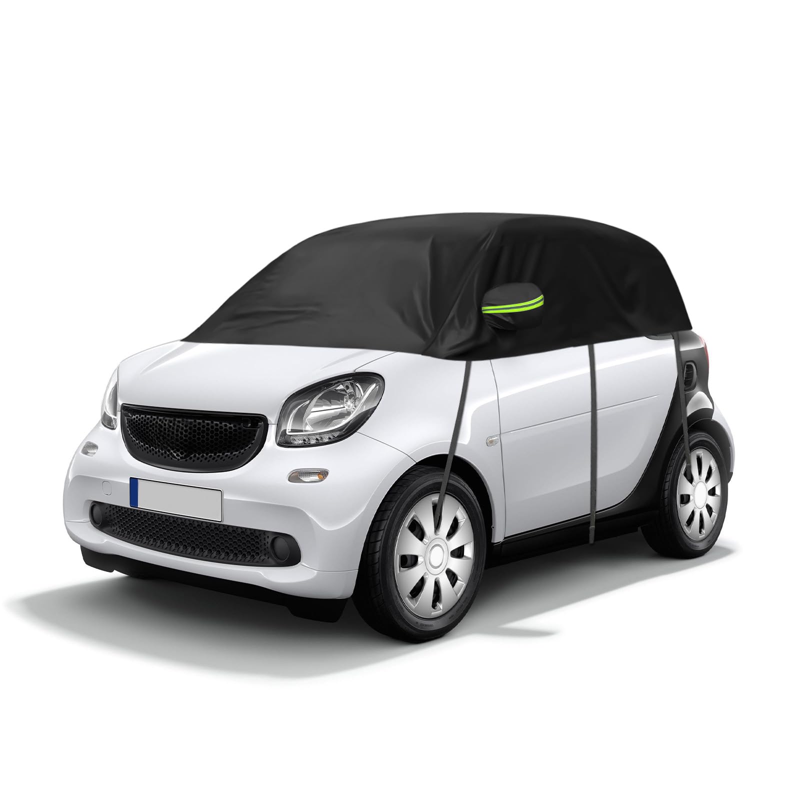 Pokrowiec na samochód zewnętrzny średni kompatybilny z Smart Fortwo 2006-2025, wodoodporny pokrowiec samochodowy przeciw słońcu śnieg mróz czarny