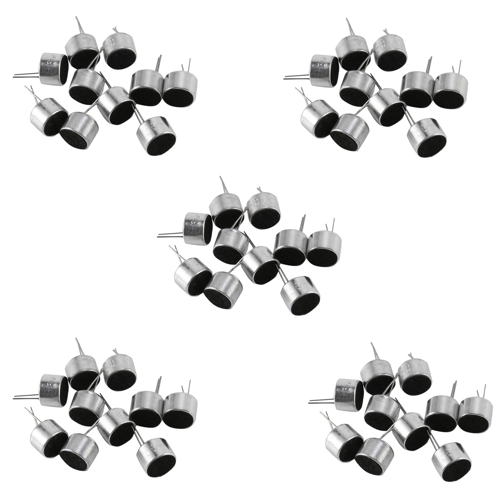 Jnchdghwa Silver 50 Pcs 2 Pin Mini Mic Capsule Electret Condenser Microphone Tone Black