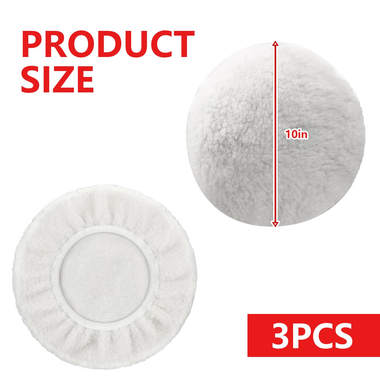 Zestaw 3 czapek polerskich z wełny jagnięcej, miseczki polerskie, do bezprzewodowej polerki samochodowej Einhell CE-CB 18/254 Li, do polerki 220-250 mm