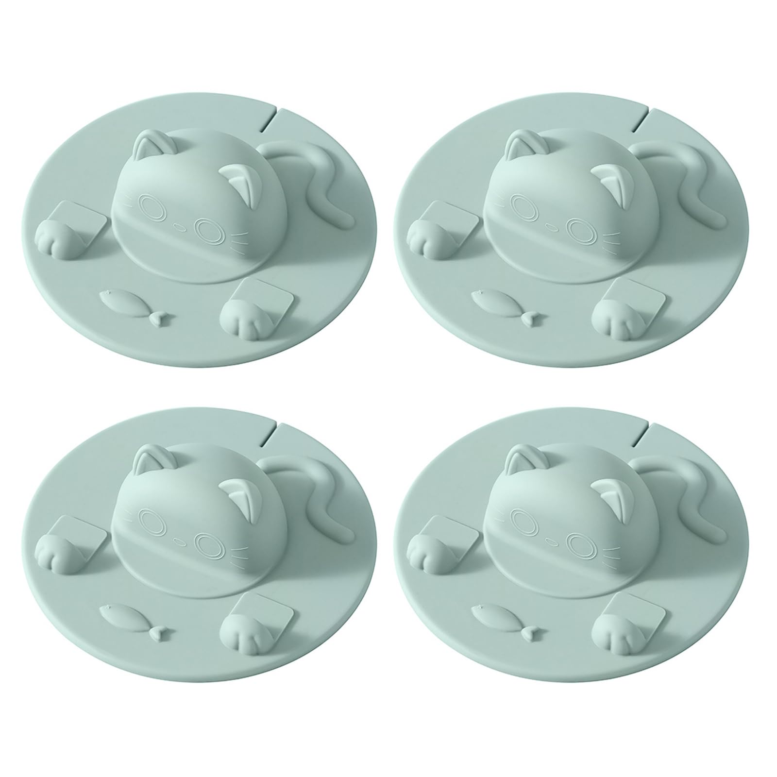 NVOQILIN 3 / 4Pieces Food Grade Silicone Mugs Covers Feature Adorable 3D Cats Design and Multipurpose Use Kitchen Accessory Set Lovely Cats Lid