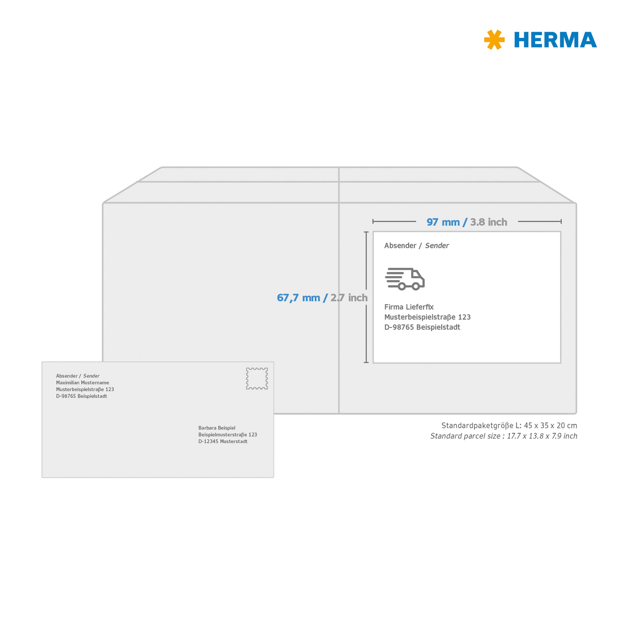 HERMA 4624 Versandetiketten, 200 Blatt, 97 x 67,7 mm, 8 pro A4 Bogen, 1600 Stück, selbstklebend, bedruckbar, matt, blanko Papier Adressetiketten Aufkleber, weiß