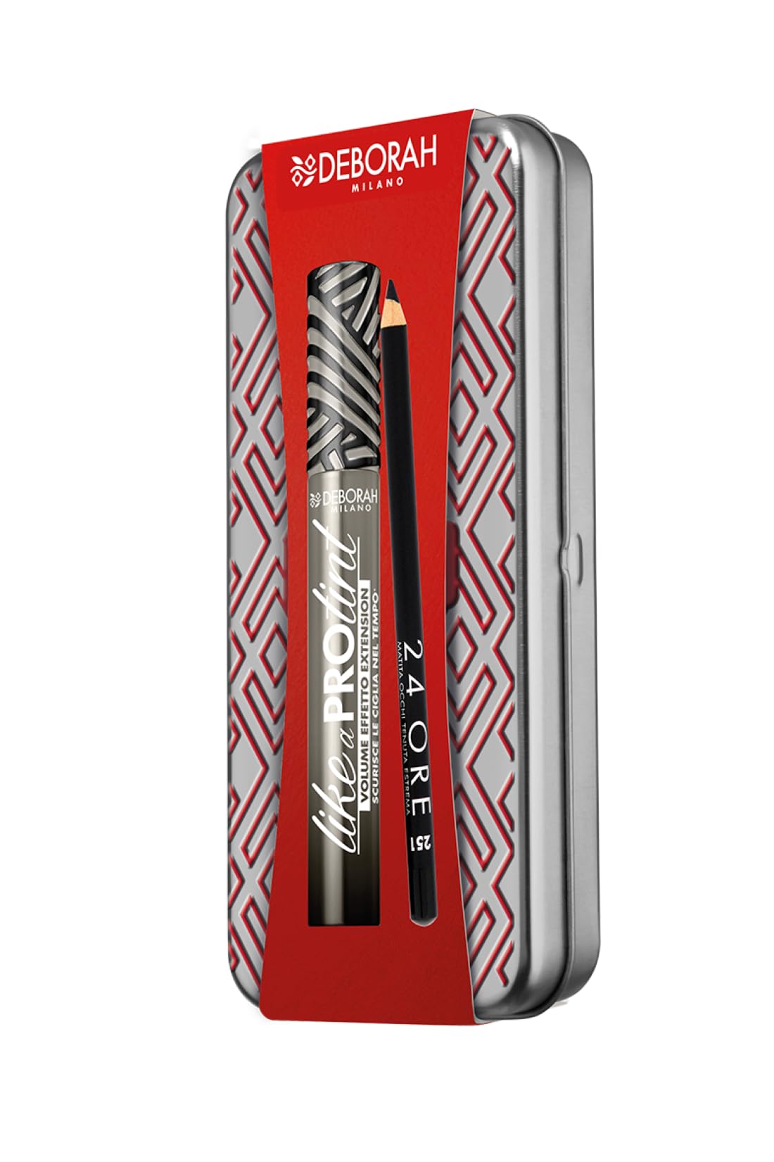 Deborah Milano - Set Make Up Occhi N. 06, Include Mascara Like a PRO Tint e Matita 24 Ore 251 Black, Astuccio Resistente in Latta, Idea Regalo Donna