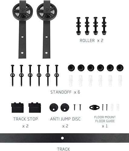 Miniatura 6 de SZ TOPHAND 48 pulgadas x 80 pulgadas Puerta de granero británico sin terminar con kit de herrajes para puerta corrediza de 8 pies madera maciza