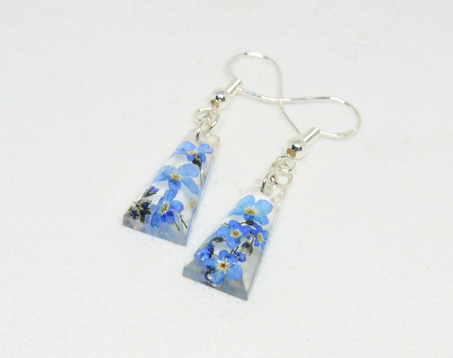 Handmade Forget Me Not Resin Blue Earrings, Dried Flower Resin Earrings, Pressed Flower Jewelry for Her - Image 6