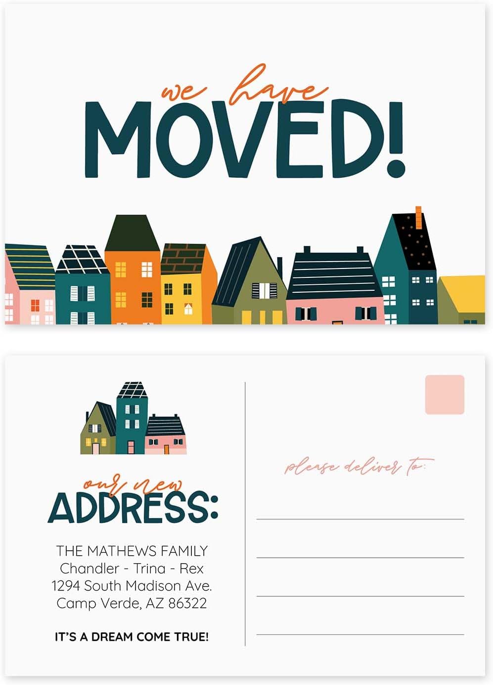 Personalized Blue We Have Moved Postcards / 50 Custom New Home Mailing Postcards / 4" x 6" Fill In Flat Postcard/We Said Yes To The Address New House Notification Cards