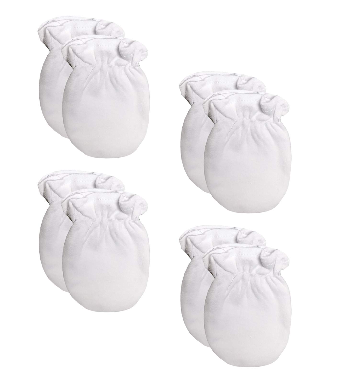 Just Too Cute 2 Or 4 Pairs Baby Mittens Boys Girls Cotton Elasticated Wrist Scratch Mittens 45JTC585 (4 Pairs Of White Mittens)